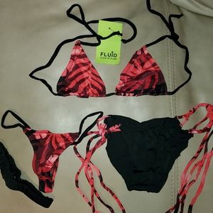 4pc Sexy Tri-Top Thong Bottom Booty Shorts Bikini